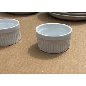 HIC Earthenware White Ramekins Set of 2 Souffle Custard Baking Bowls Oven Safe